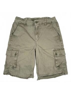 Baggy Wide Leg Cut-Off Cargo Shorts - Army Green - Size S